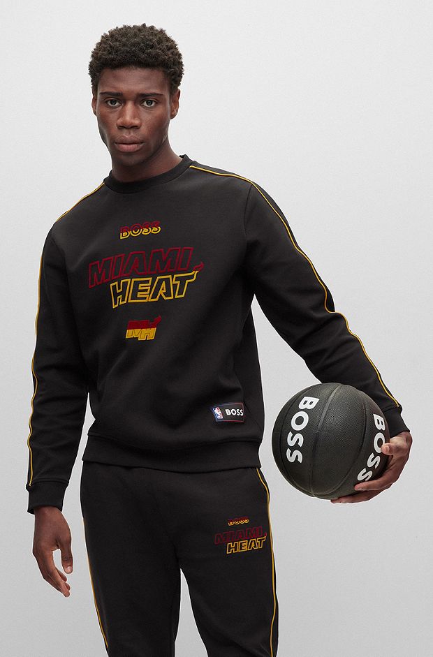 Sweat Regular Fit en coton mélangé avec logo de notre partenariat, NBA MIAMI HEAT