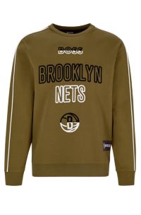 Sweat Regular Fit en coton mélangé avec logo de notre partenariat, NBA NETS