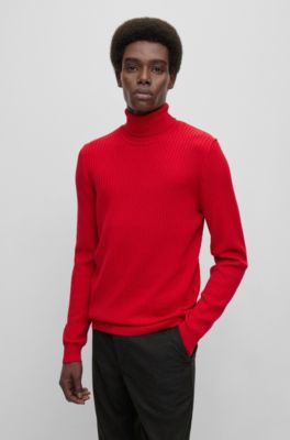 BOSS - Ribbed rollneck sweater in Merino wool