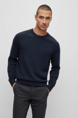 Hugo Boss Crew-neck Sweater In Cashmere In Dark Blue