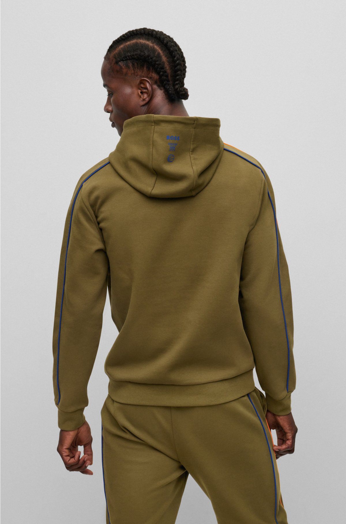 Hugo Boss Boss & Nba Hooded Sweatshirt With Dual Branding- Nba Warriors  Men's Sweatshirts Size M