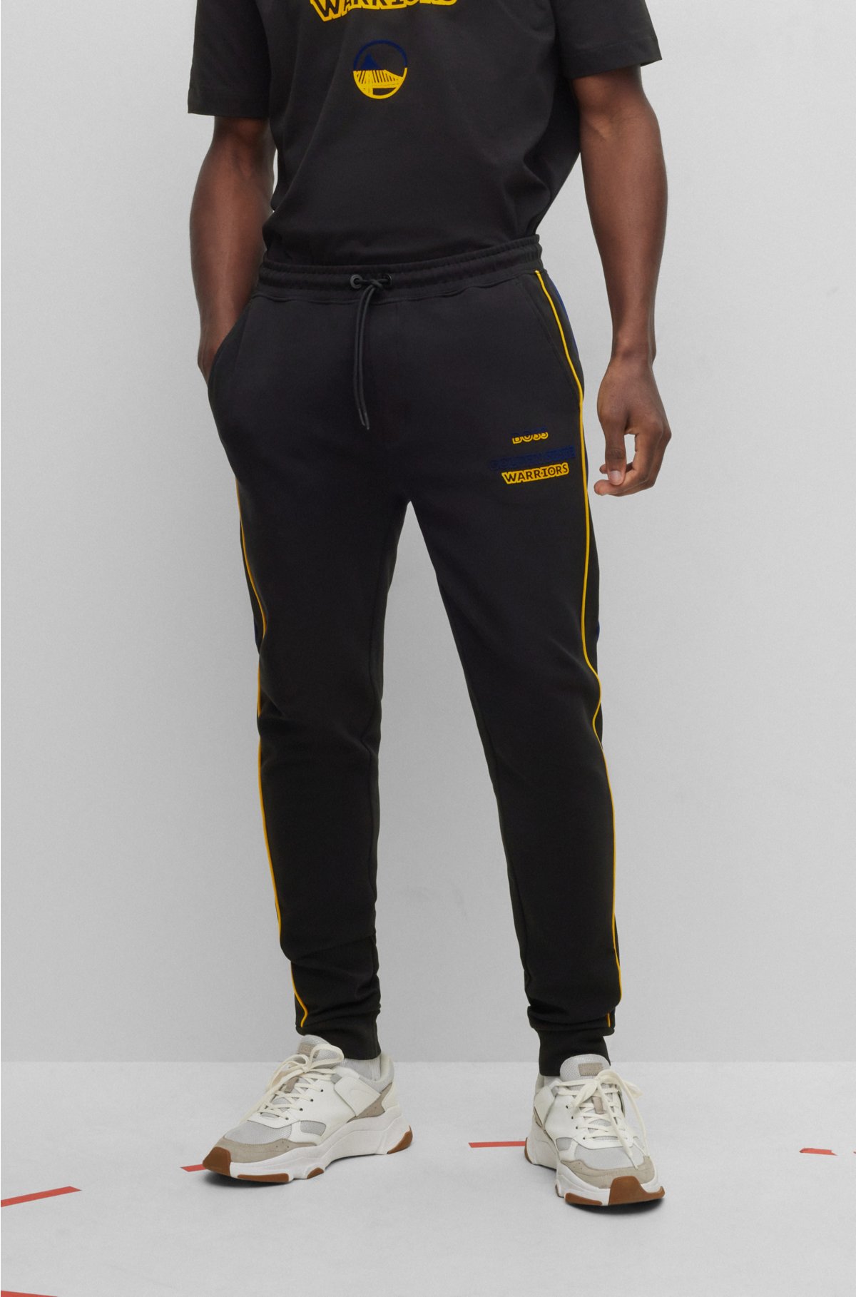 BOSS by HUGO BOSS & Nba Cotton-blend Tracksuit Bottoms With Bold Branding  in Natural for Men