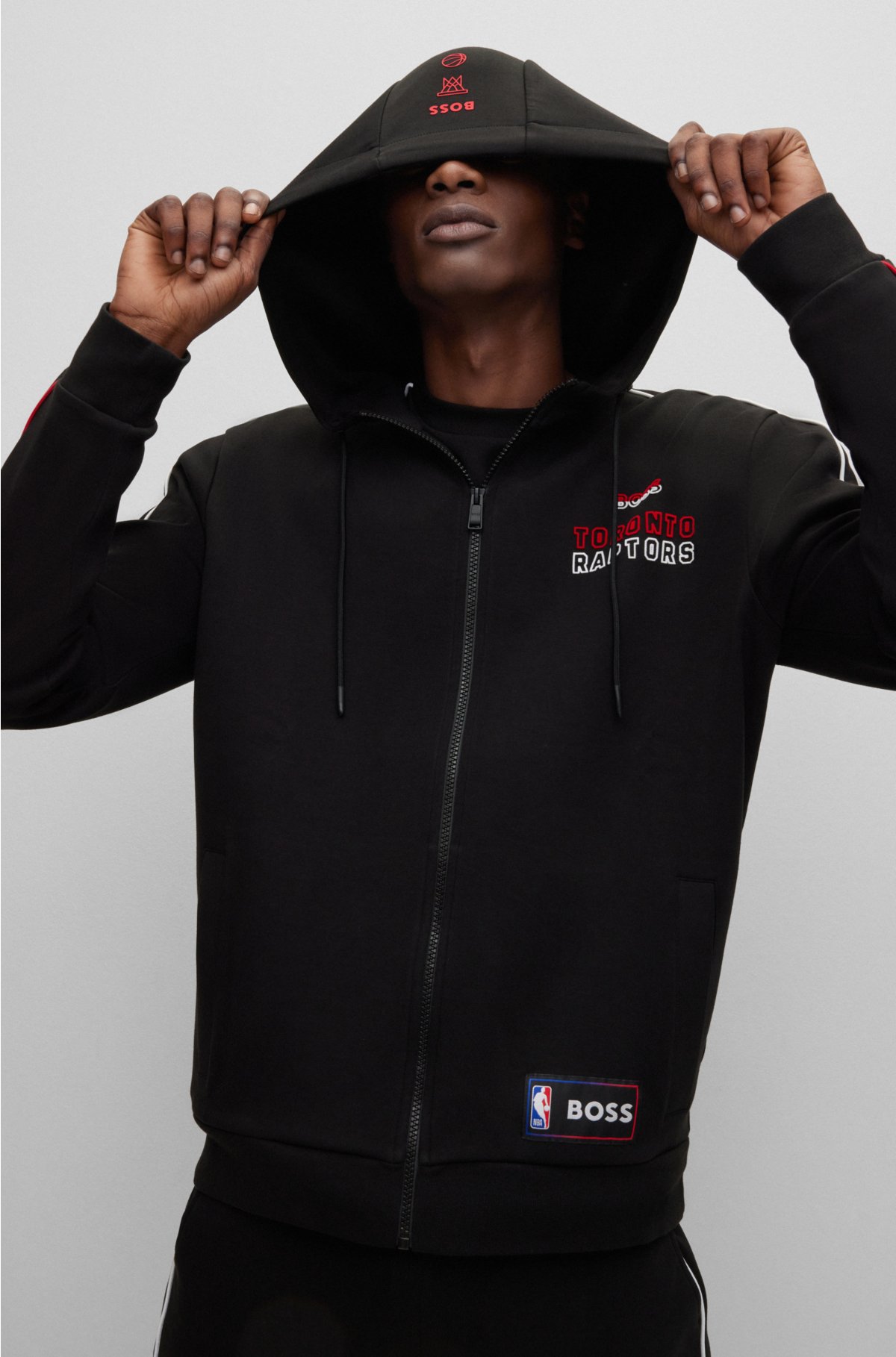 Toronto Raptors NBA 1/4 Zip Pullover Track Jacket Cotton Poly, Black,  Women's M