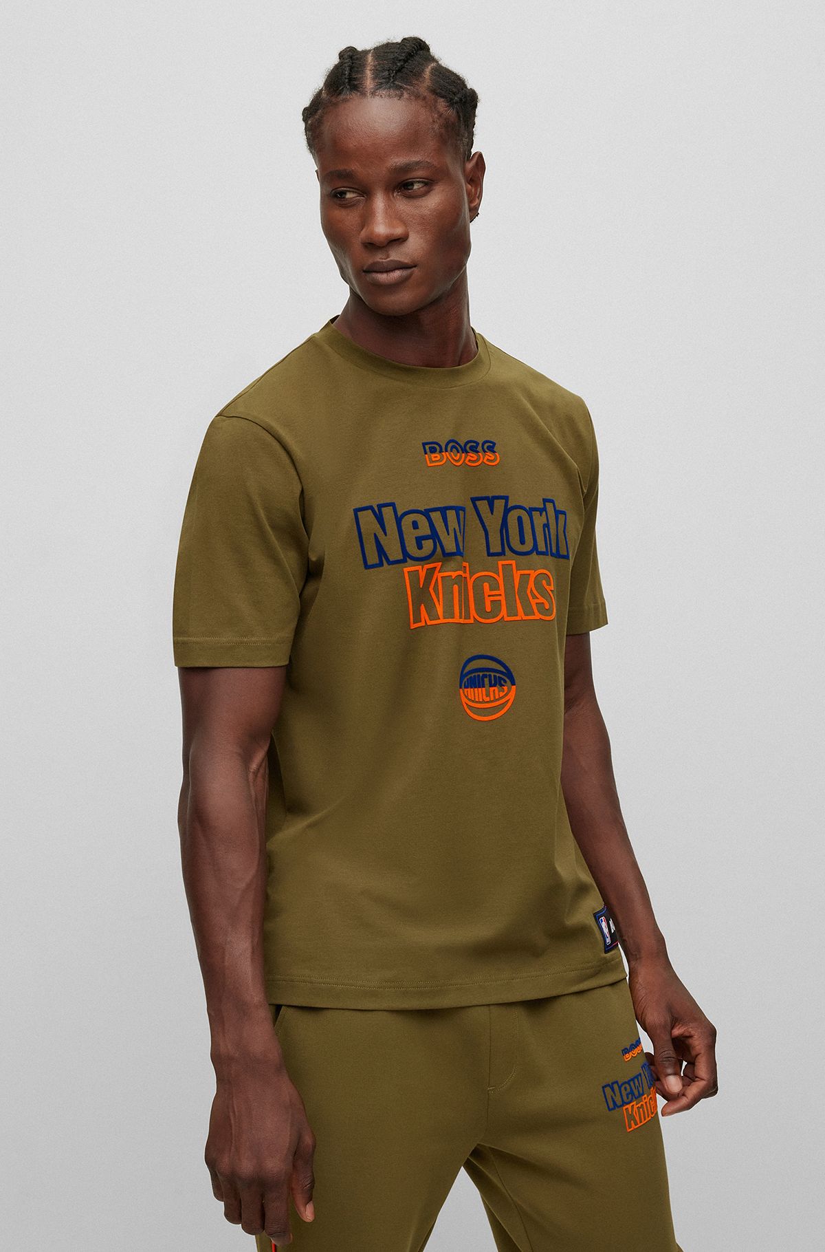 BOSS & NBA stretch-cotton T-shirt, NBA KNICKS