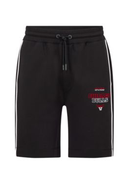 Boss x NBA Camo Logo Cotton Shorts in Black - Chicago Bulls