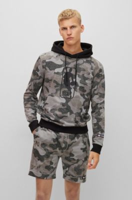 Boss & NBA Cotton-terry Hoodie with Camouflage Pattern - Grey - XLarge