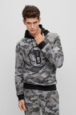 BOSS - BOSS u0026 NBA cotton-terry hoodie with camouflage pattern