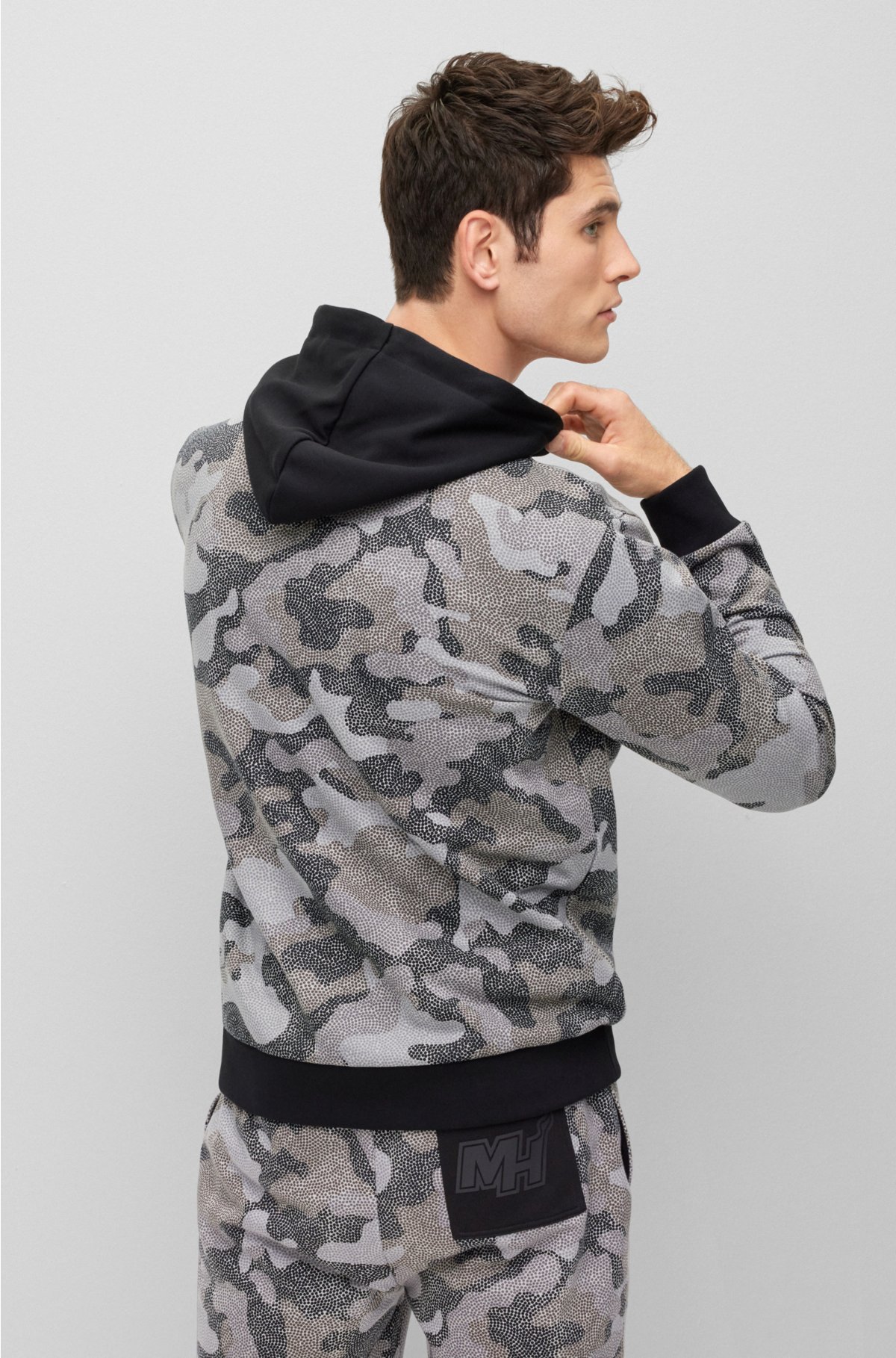 BOSS - BOSS & NBA cotton-terry hoodie with camouflage pattern