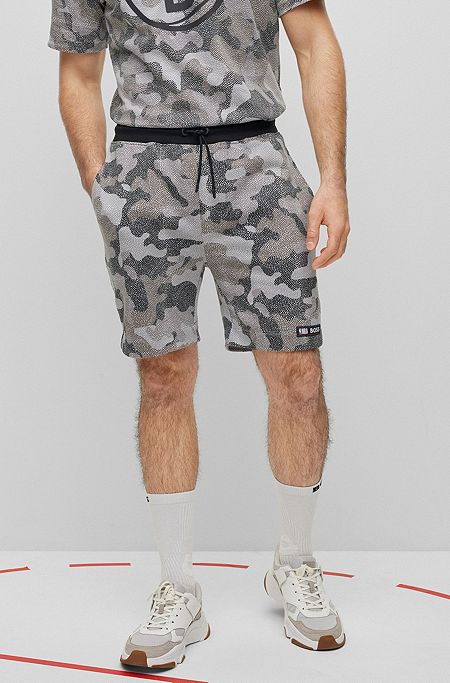 BOSS & NBA cotton-terry shorts with camouflage pattern, NBA Bulls