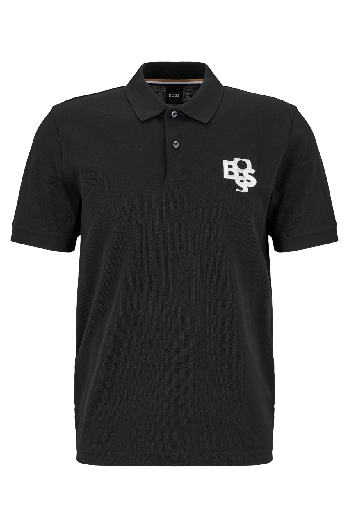 BOSS - Mercerised-cotton polo shirt with shaken logo