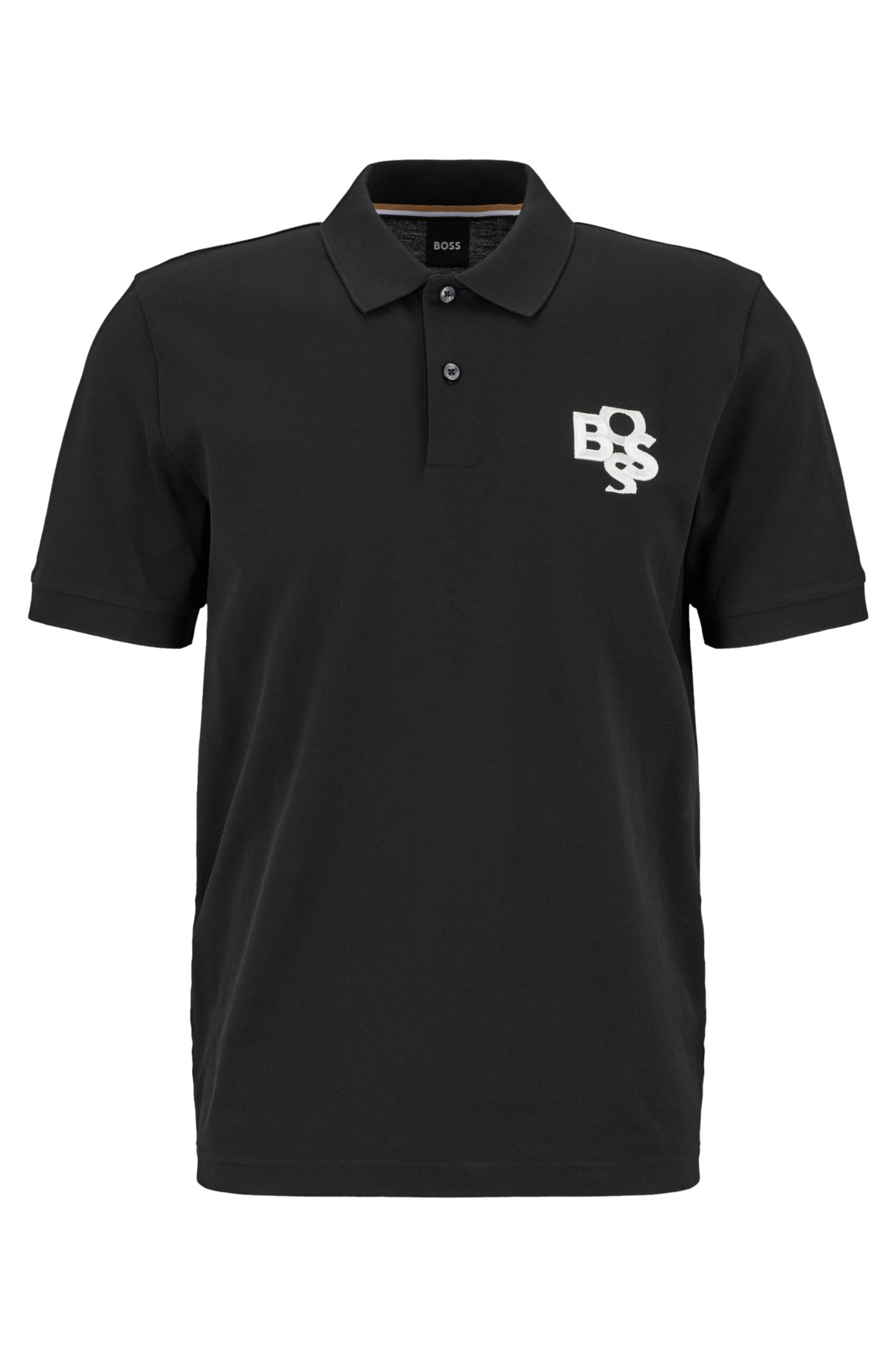 - Mercerised-cotton shaken shirt with logo polo BOSS