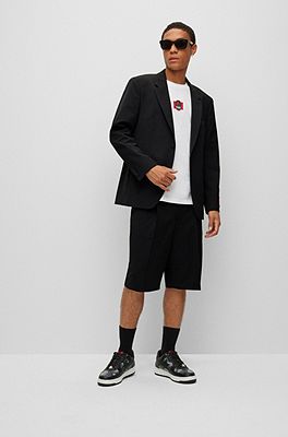 HUGO - Relaxed-fit shorts in a stretch-wool blend