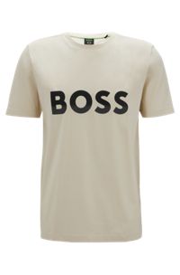 Cotton-jersey T-shirt with color-blocked logo print, White