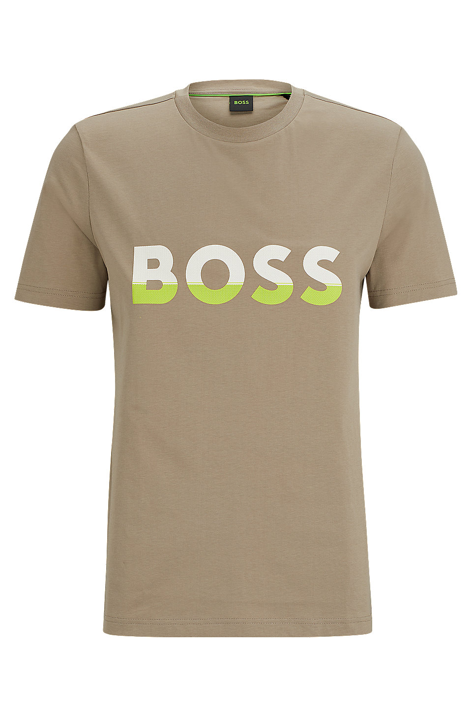 BOSS - Cotton-jersey T-shirt with color-blocked logo print