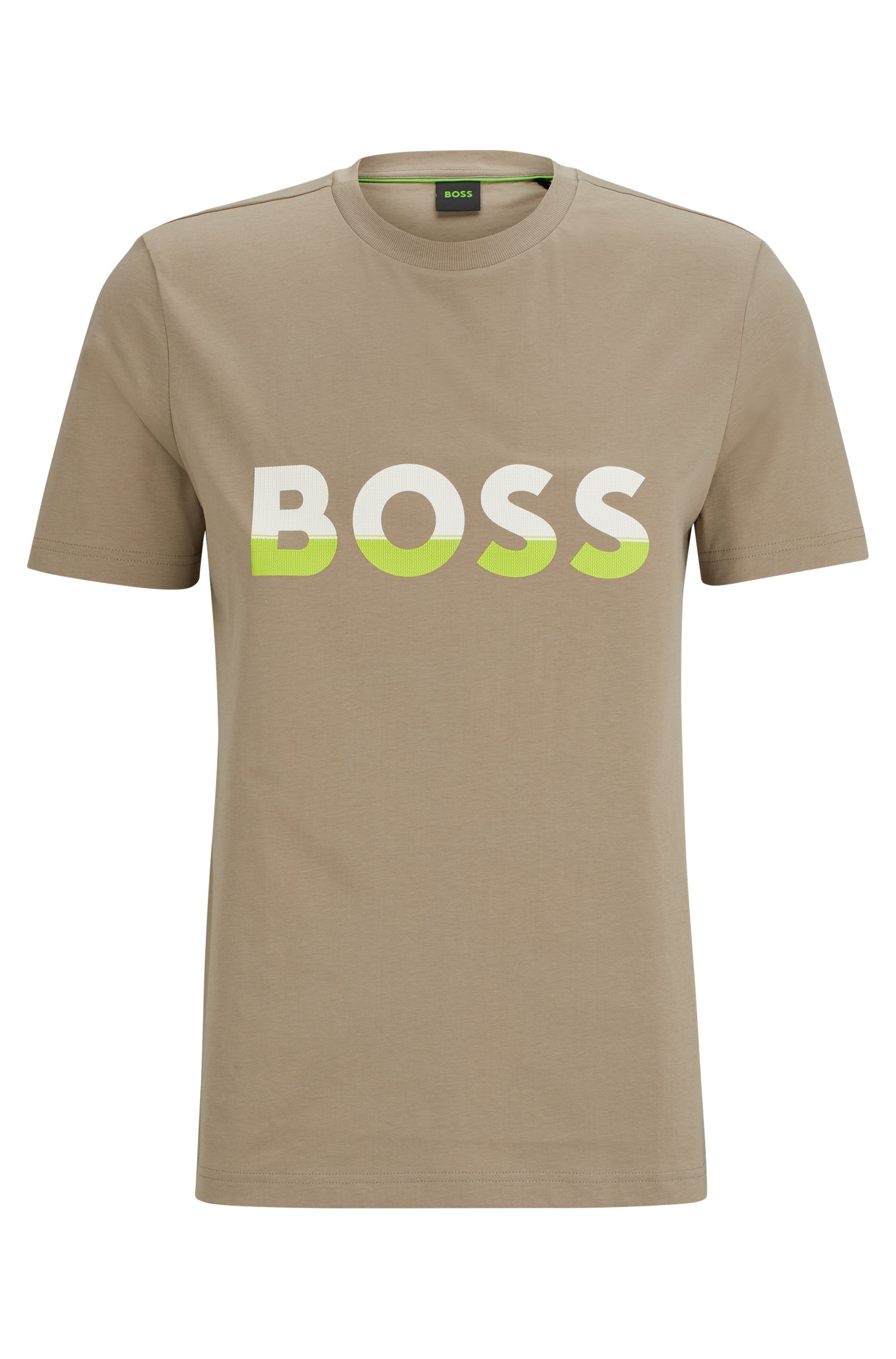 Camiseta de punto algodón con estampado logo en bloques color