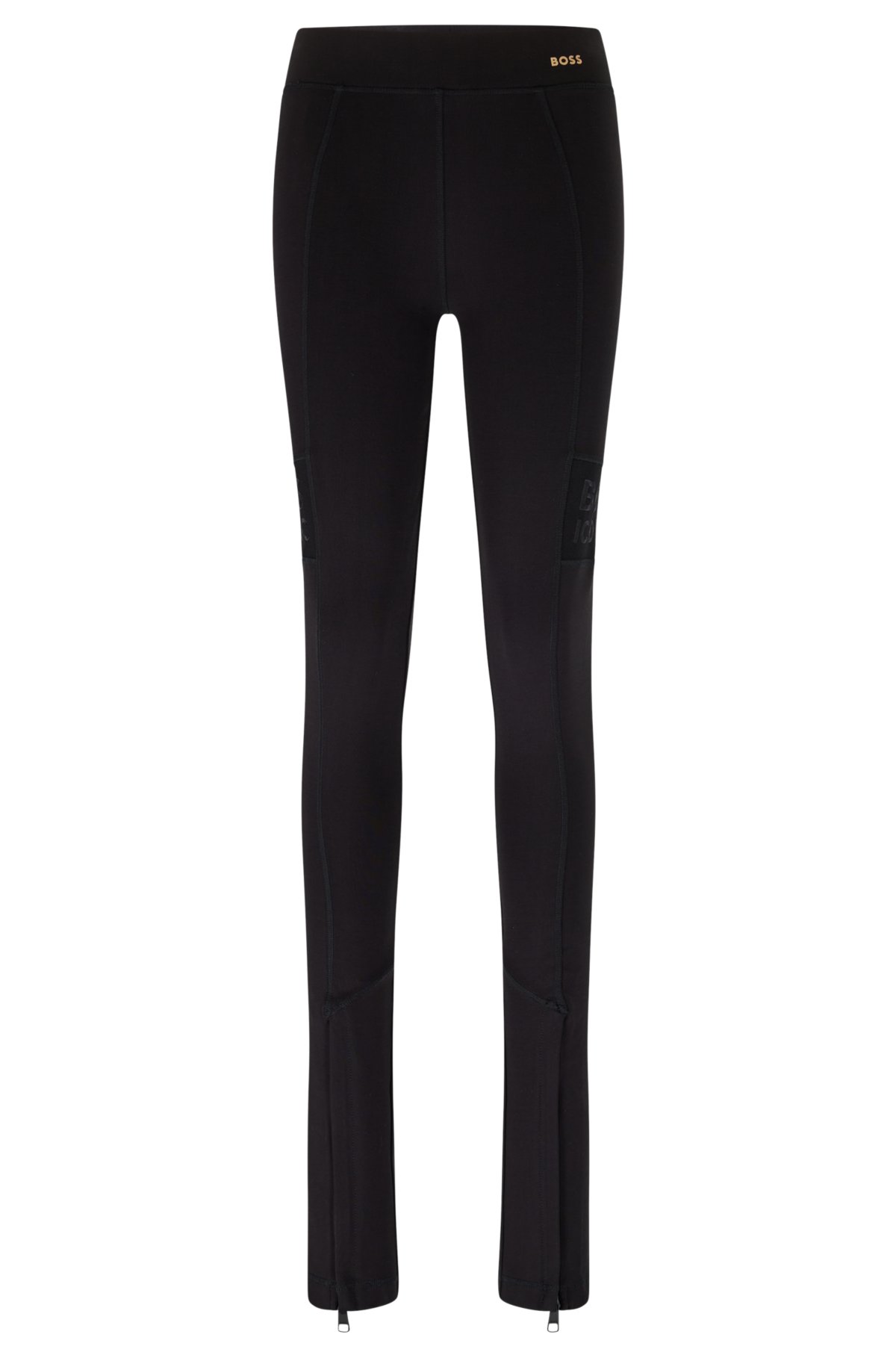 BOSS - Slim-fit leggings with logo details and zip hems