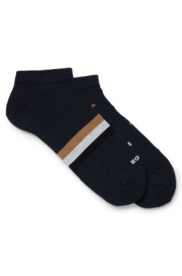 Hugo Boss Two-pack Of Ankle Socks With Signature Details In Dark Blue