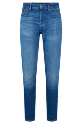 BOSS - Slim-fit jeans in blue Italian stretch-cotton denim