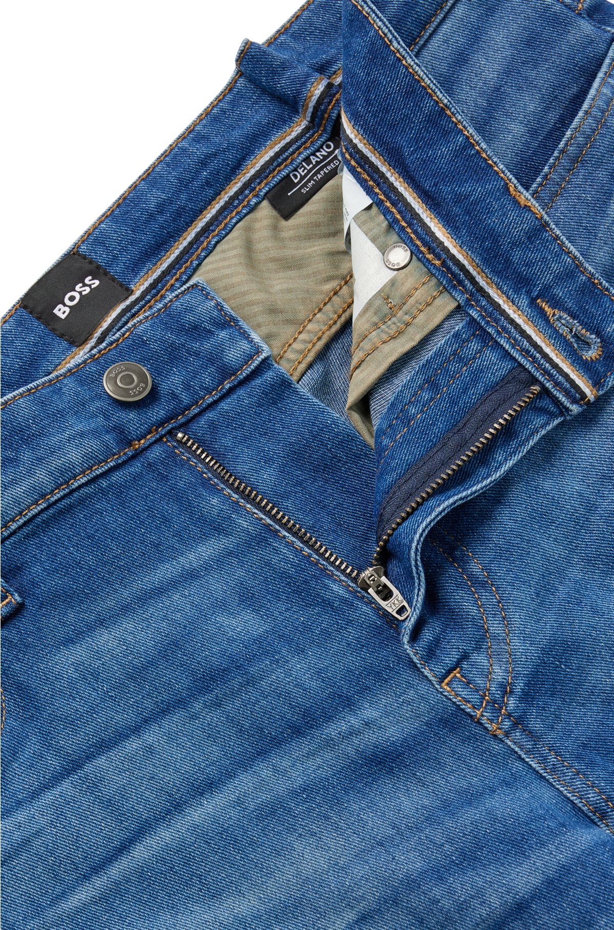 BOSS - denim Italian stretch-cotton blue jeans in Slim-fit