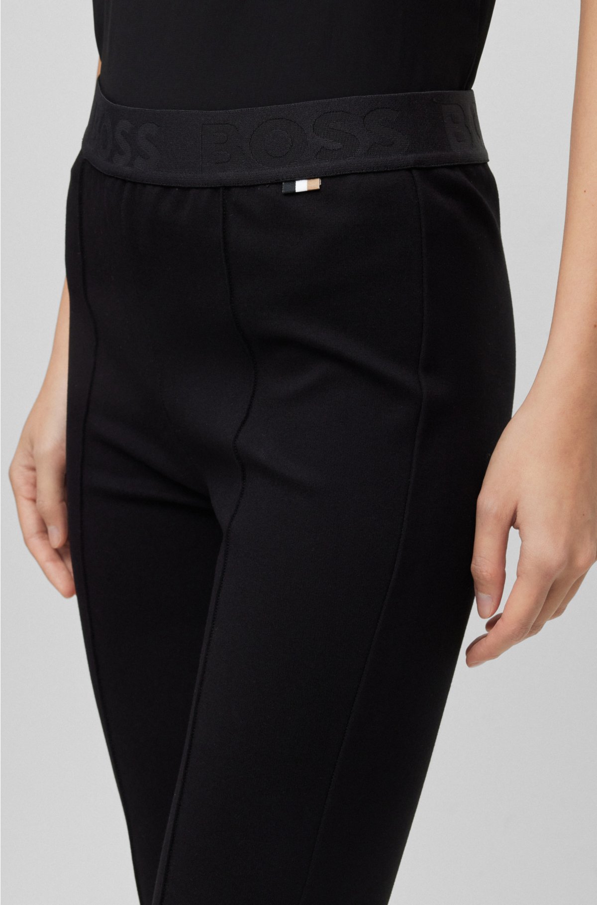 BOSS - Slim-fit leggings in stretch jersey with logo waistband