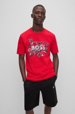 white and red hugo boss t shirt