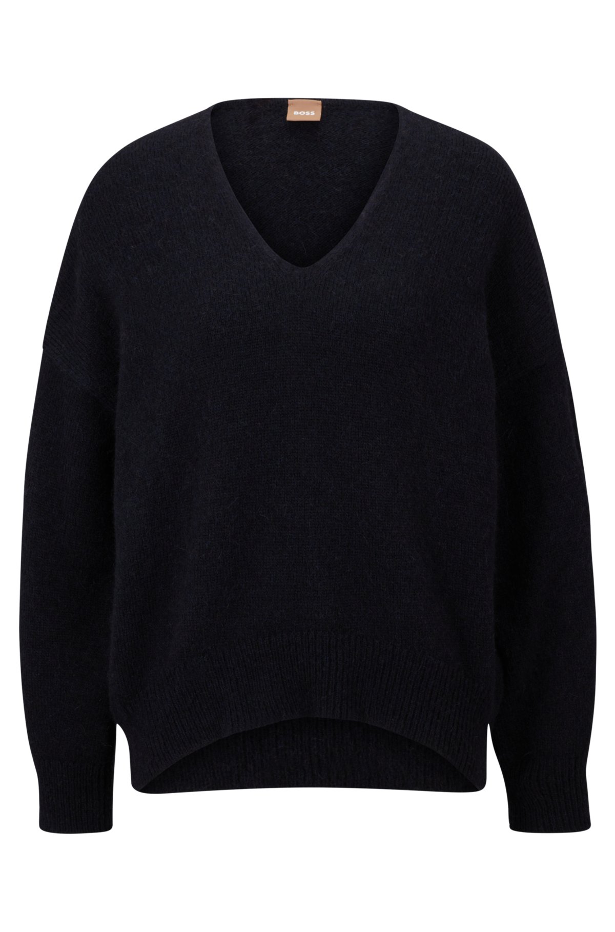 BOSS - Relaxed-fit V-neck sweater with alpaca and wool