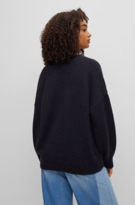 BOSS - Relaxed-fit V-neck sweater with alpaca and wool