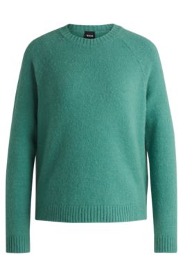 Hugo Boss Crew-neck Sweater In Stretch Fabric In Light Green