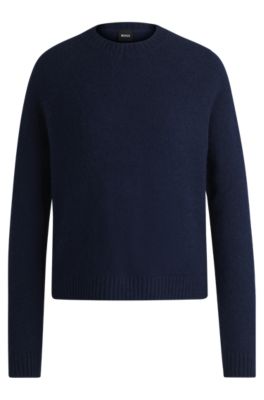 Hugo Boss Crew-neck Sweater In Stretch Fabric In Light Blue