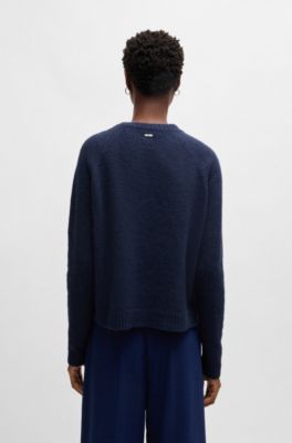 Pull &agrave; col rond en maille stretch, bleu clair