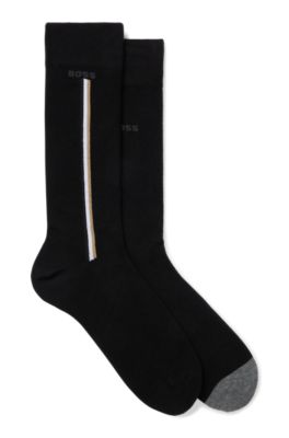 Hugo Boss Two-pack Of Regular-length Organic-cotton-blend Socks In Black