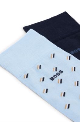 Deux paires de chaussettes mi-mollet en coton m&eacute;lang&eacute; merceris&eacute;, bleu clair