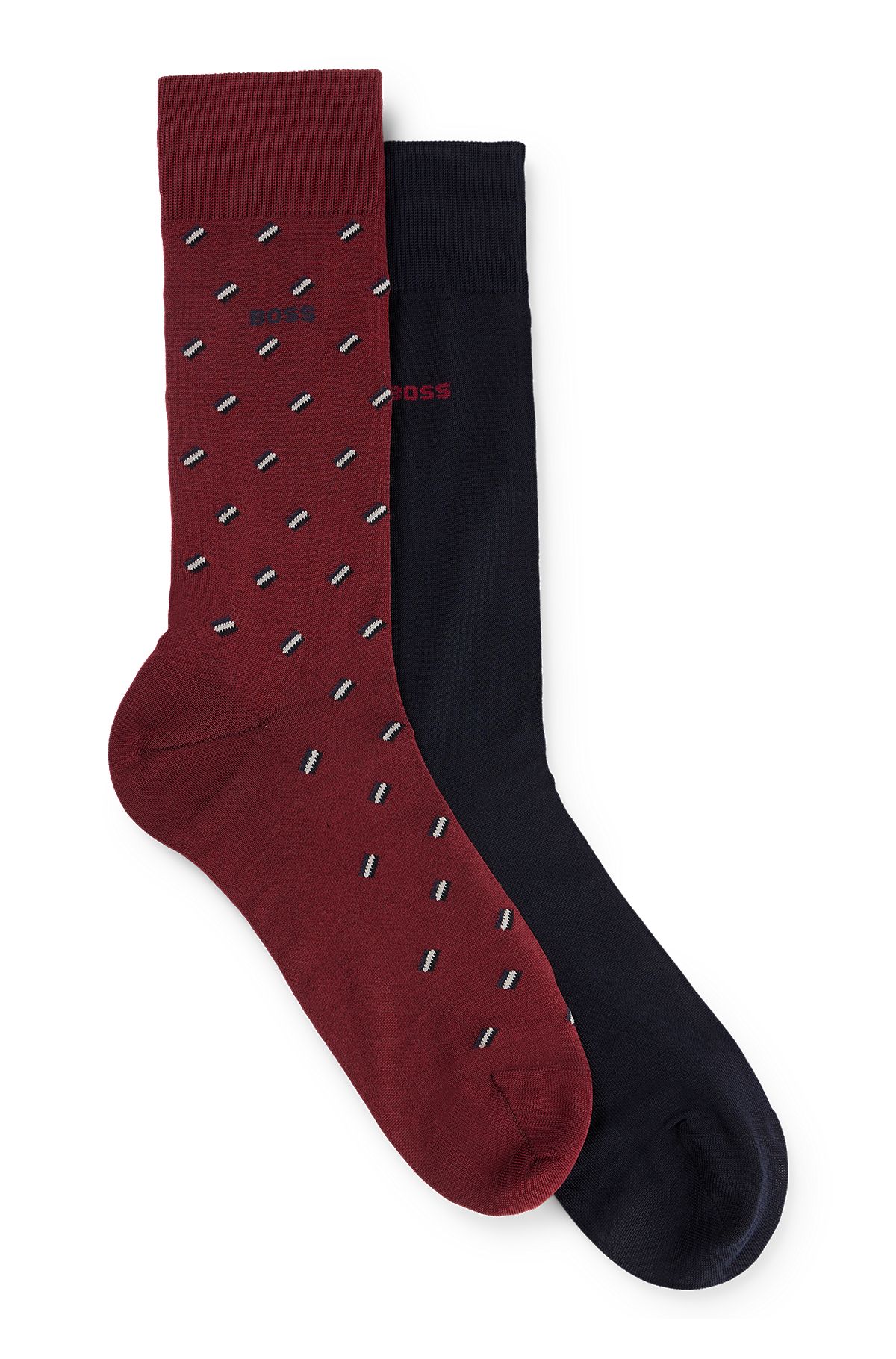 Two-pack of regular-length mercerized-cotton-blend socks, Dark Red