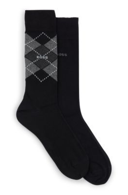 Shop Hugo Boss Two-pack Of Regular-length Socks In A Cotton Blend In Black