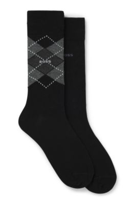 Hugo Boss Two-pack Of Regular-length Socks In A Cotton Blend In Black