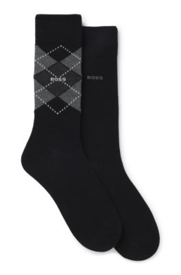 Paquete de dos pares de calcetines de largo medio de algod&oacute;n, Negro