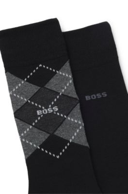 Paquete de dos pares de calcetines de largo medio de algod&oacute;n, Negro