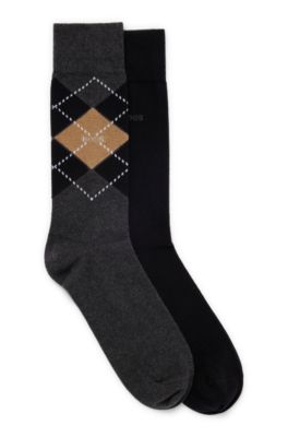 Hugo Boss Two-pack Of Regular-length Socks In A Cotton Blend In Grey