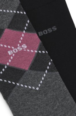 Two-pack of cotton-blend socks in a regular length, Grey