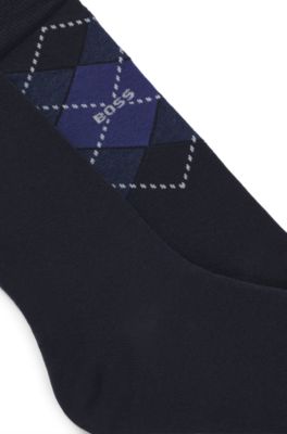 Two-pack of cotton-blend socks in a regular length, Dark Blue