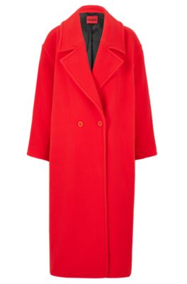 Hugo Relaxed-fit Formal Coat In A Wool Blend In Red