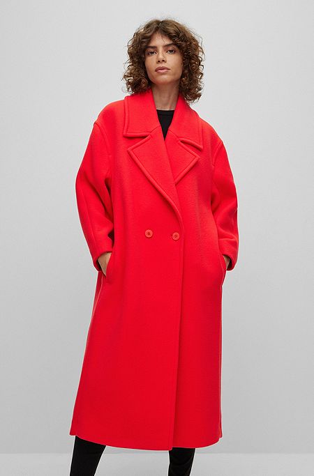Relaxed-fit formal coat in a wool blend, Red