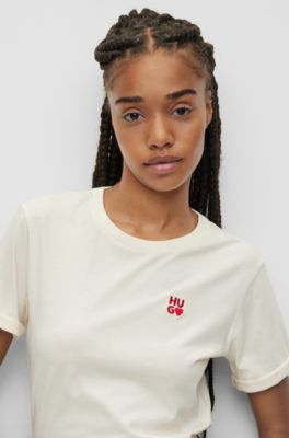 HUGO Cottonjersey slimfit Tshirt with logo artwork