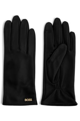 Hugo boss black leather gloves new arrivals