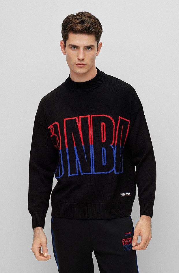 BOSS & NBA relaxed-fit sweater, Black