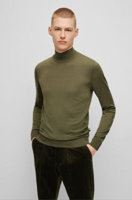 BOSS - Mock-neck sweater in virgin wool and silk
