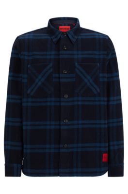 Hugo boss blue check shirt sale