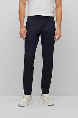 BOSS - Regular-rise pleated trousers in soft silk