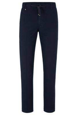 Hugo Boss Slim-fit Trousers In Stretch-cotton Gabardine In Dark Blue