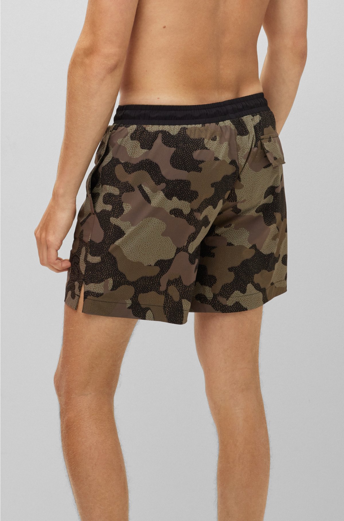 Boss & NBA Quick-drying Swim Shorts in camouflage-print Recycled Fabric - Green - Small